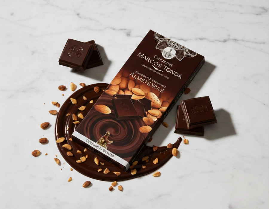 [DEL-0082] Gourmet pure chocolade Boama met diep geroosterde amandelen